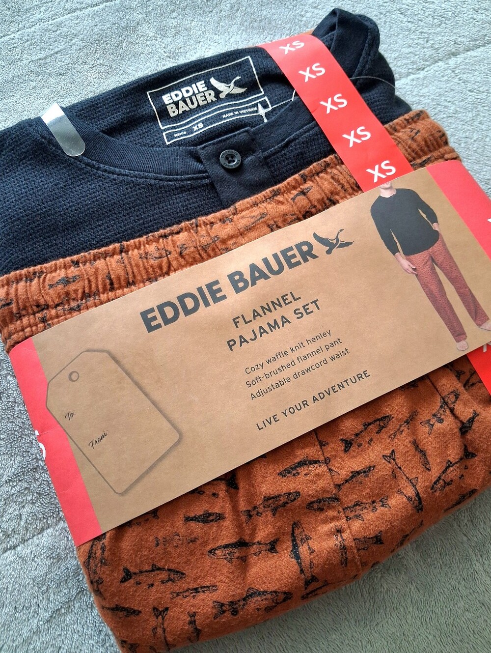 Eddie Bauer - Men’s XS Flannel Pajama Set Fish Print NWT